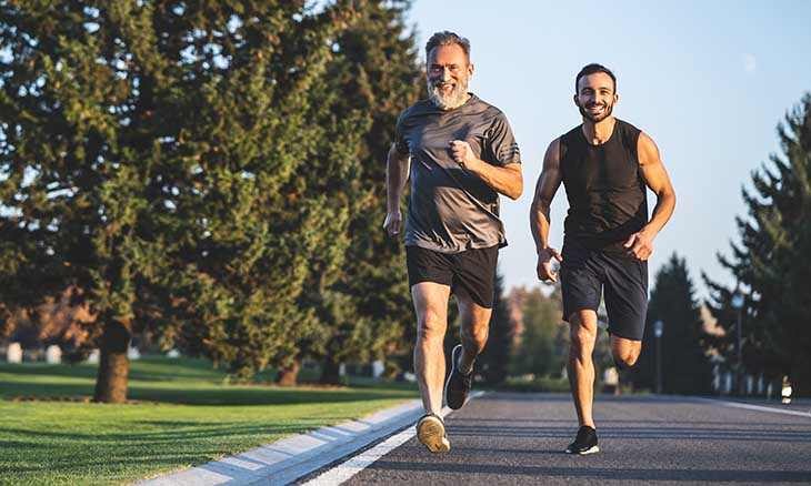 Two men running