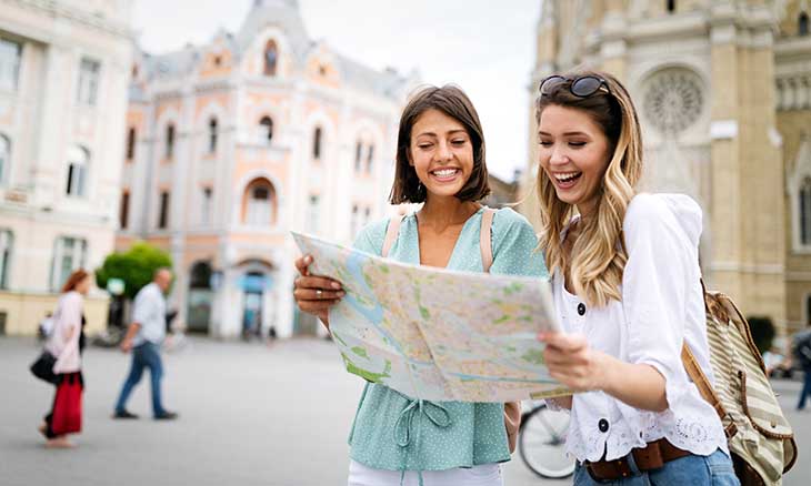 Two women traveling