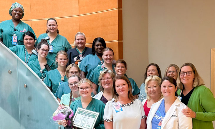 Bayhealth’s Madison Kelley, RN, at Kent Campus Birthing Center, has earned a DAISY Award for her sensitive and tender care of a pregnant patient.