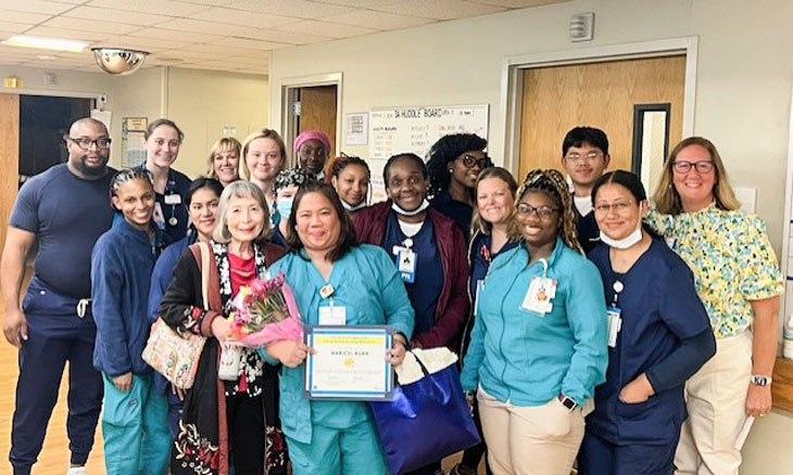 Bayhealth’s Maricel Buan, CNA, cares for patients at the Bayhealth Kent Campus and has earned a Sunshine Award for her beyond compassionate care. 